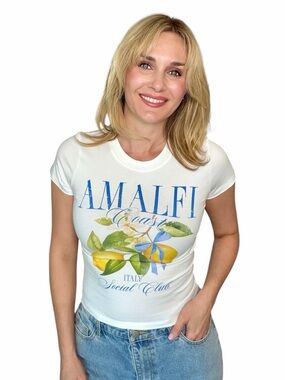 A349. Amalfi Coast White Baby Graphic Tee - Italy Social Club